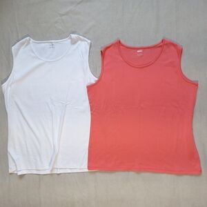 NWOT Alia Sleeveless Tank Tops (2) White Pink, XL